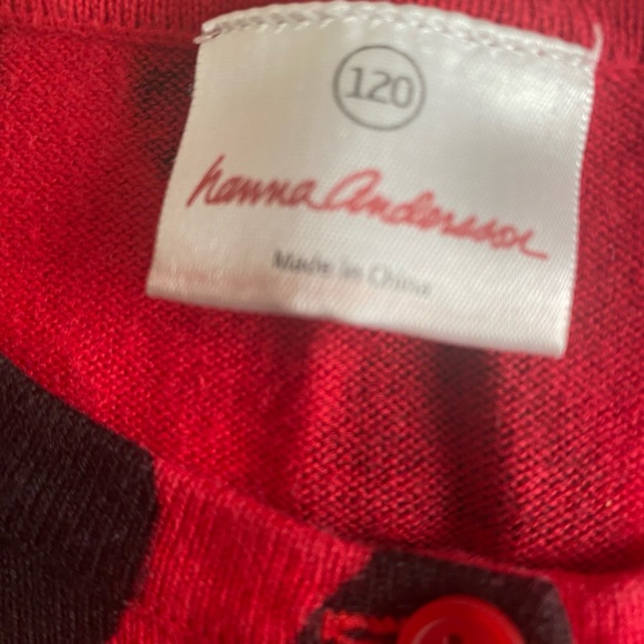 Hanna Andersson red with black polka dots button up sweater - Picture 5 of 9